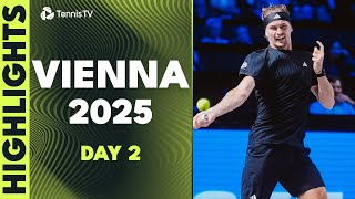: Zverev vs Fearnley Epic; Musetti, Rublev, Cerundolo Feature | Vienna 2025 Day 2 Highlights