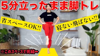 【５分脚痩せ】狭いスペースでOK!!飛ばずに立ったまま内ももとお尻を鍛えるメニュー!!