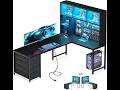 AODK 63" L Shaped Gaming Desk with Hutch, Pegboard & Shelves, L Shaped Desk with 4 Drawers,