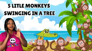 Toddler Learning Video- Five Little Monkeys Swinging in a Tree - Sing Along -Solo - Ms Rae