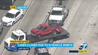 Crash involving at least 8 vehicles, big rig shuts down several lanes of SoCal Freeway l ABC7