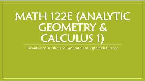 Math 122e (Analytic Geometry & Calculus 1)- Lesson 2 - Part 3