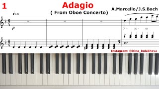 ADAGIO Marcello Bach Piano Sheets АДАЖИО Марчелло Бах Пианино Ноты Как играть Partitura Easy How to