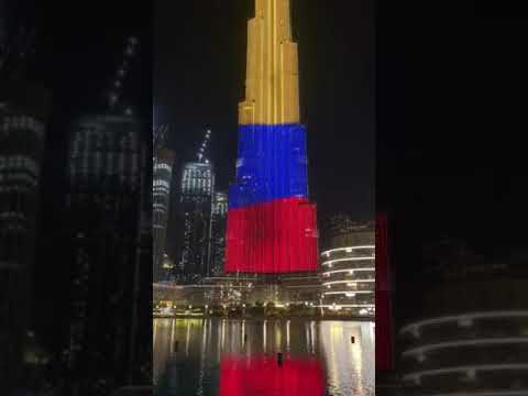 El Burj Khalifa de Dubai con los colores Colombia 20 de Julio del 2020