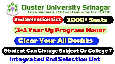 Cluster University Srinagar Clear Your all Doubts | (3+1 Year Next selection list, 1000+ More Seats