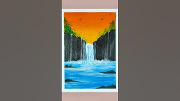 Painting Waterfall Easy | Waterfall Painting Ideas | Realistic Waterfall Acrylic Painting