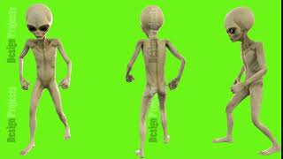 Alien look around. Loopable animation on green screen. 4k.