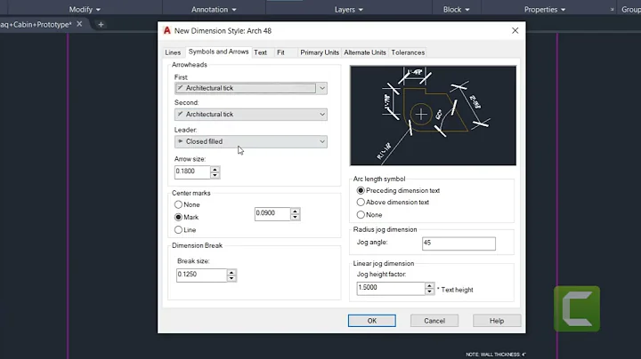 How to use DIMSTYLE and Dimension exterior (US Imperial)