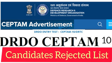 DRDO CEPTAM-10 candidate form rejected list   #drdo   #drdoceptam10recruitment2022  #itijobs