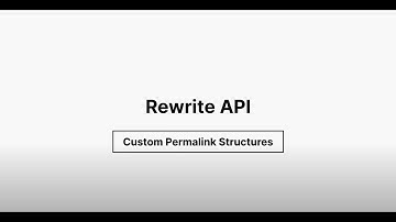 Rewrite API Overview - Custom PermaLink Structure