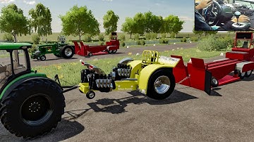 TRACTOR PULLING with Racing tractors on Farming Simulator 22 (Thrustmaster T248 gameplay)