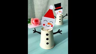 Make a shaking snowman with paper cups! #Parent-Child Craft #DIY