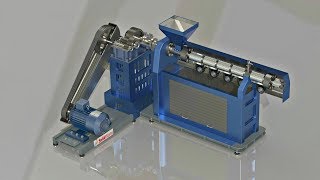 Plastic pipes extrusion machine assembly animation