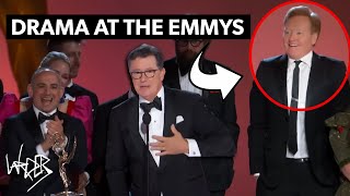 Conan O'Brien Crashes Stephen Colbert's Emmy Speech and the press can't believe it was a joke.