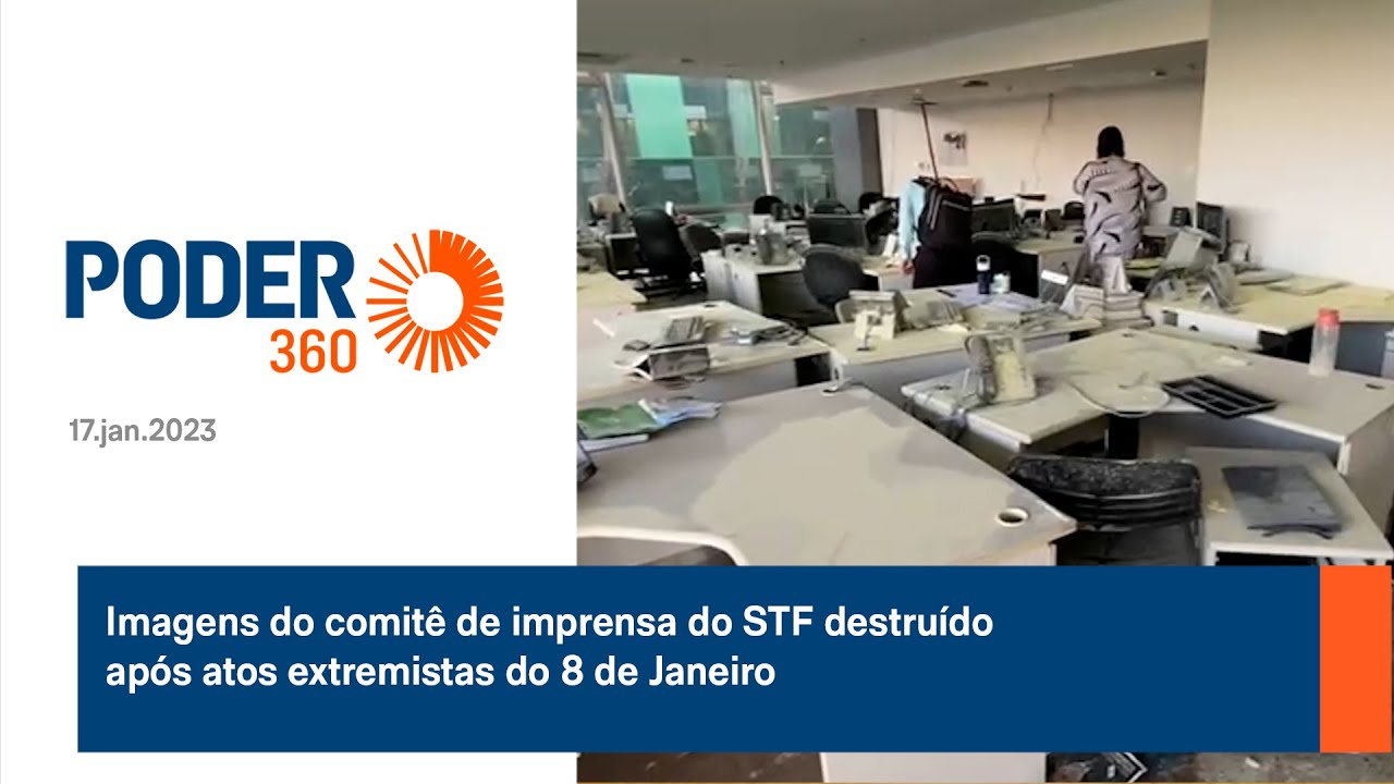 Imagens do comitê de imprensa do STF destruído após atos extremistas do 8 de Janeiro