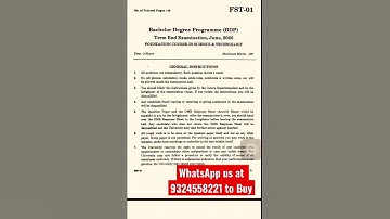 FST 01 June 2020 Solved Question Paper | IGNOU | WhatsApp on 9324558221 to purchase