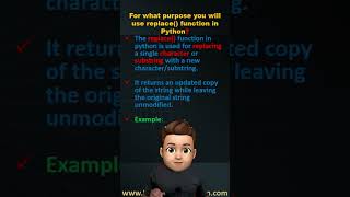 #42 For what purpose you will use replace() function in Python | Python Interview Questions