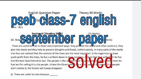 pseb class-7 English september paper solved