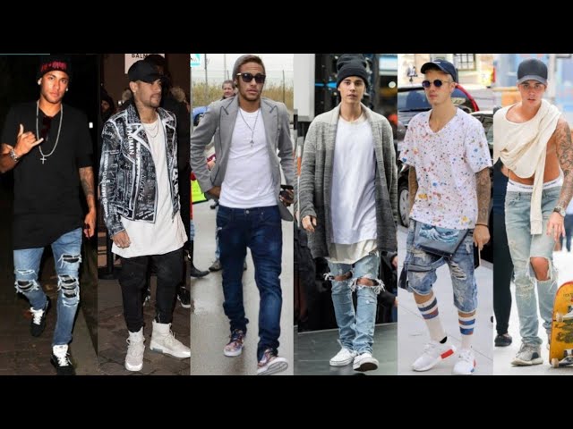 Neymar wearing a casual street style outfit