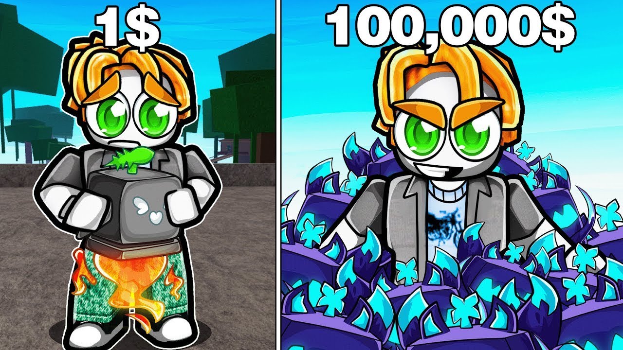 1$ vs 100,000$ Cuentas de Blox Fruits!