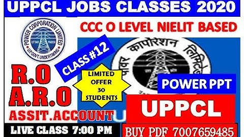 UPPCL RO/ARO/ASSISTANT ACCOUNTANT CLASS #12 (CCC-O LEVEL BASED)MS POWER POINT