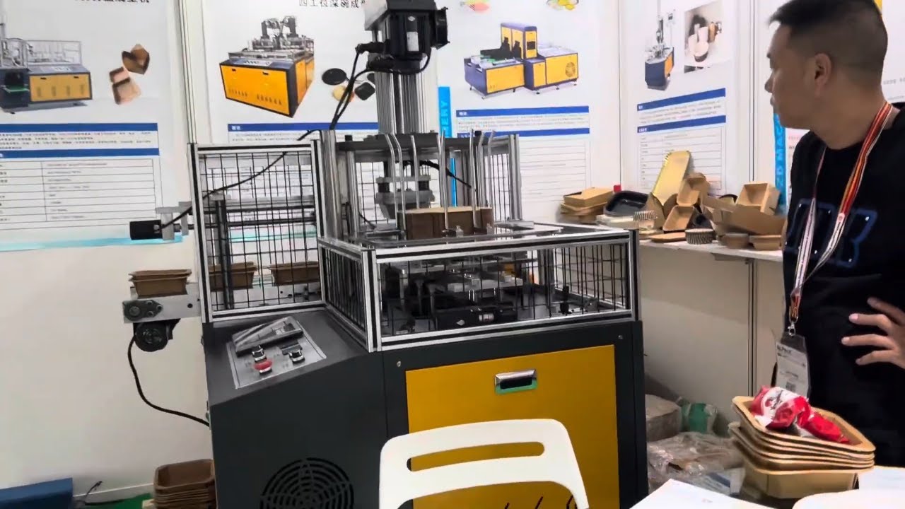 Paper lunch box making machine showing in ALLPACK Indonesia - YouTube