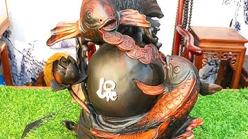 Song ngư vờn ngọc - Tài Lộc  Gỗ trắc đỏ đen - Sang & quý Cao 40 ngang 34 sâu 34 Lhe