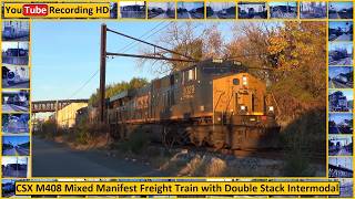 CSX M408 Mixed Manifest Freight Train with Double Stack Intermodal - YouTube Recording HD