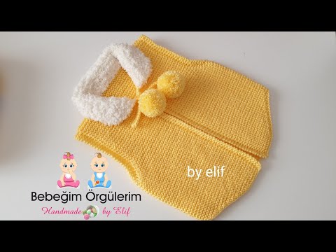 Peluş Yakalı Haroşa örgü Kolay Bebek Yeleği  #crochet #kinitting #baby kids