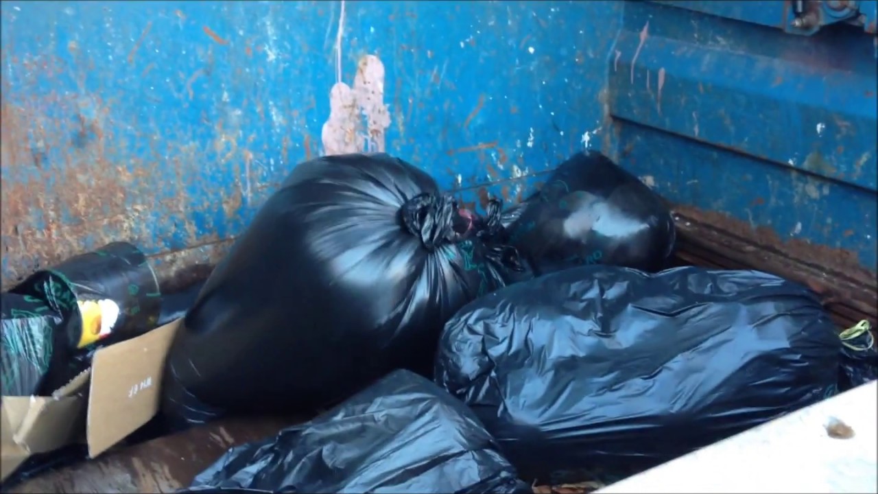 Compactor crush Trash bags - YouTube