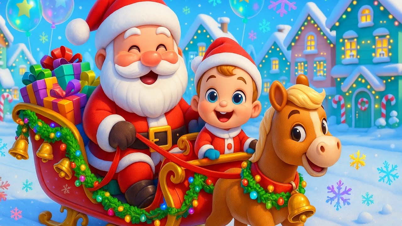 Jingle Bells & Magical Sleigh Ride! 🛷🎄| Santa is Coming | Kids Christmas Song | KidssVenture