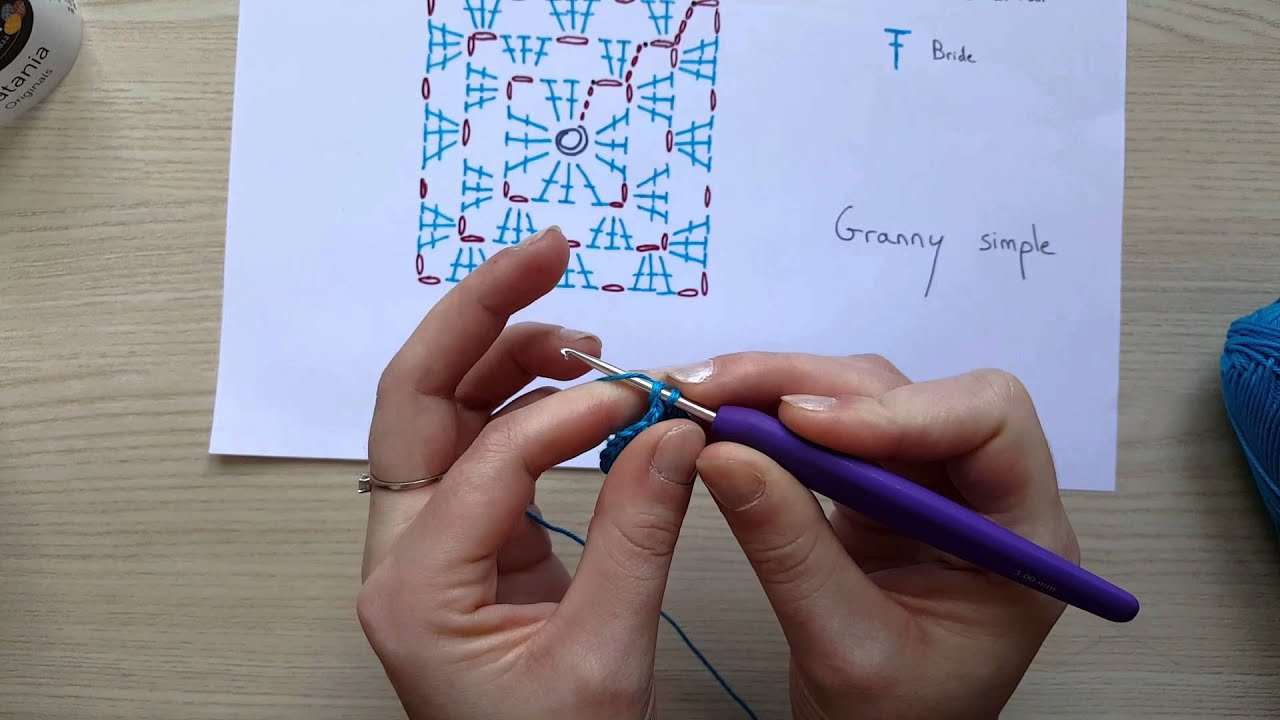 Explications pas à pas débutant crochet: réaliser un granny en bride, apprendre à lire le diagramme