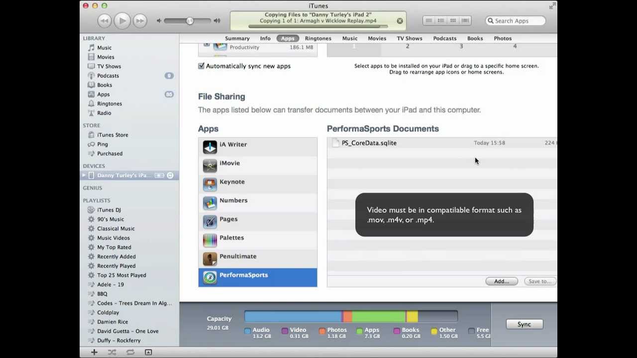 Import video via iTunes
