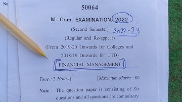 Financial Management Question Paper 2022-23 for M.Com.Question paper of Financial Management 2nd sem