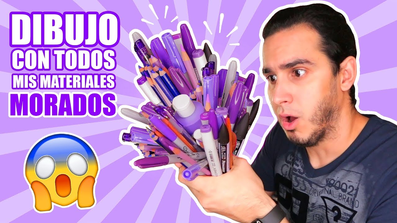 DIBUJO CON TODOS MIS MATERIALES DE COLOR MORADO !! Marcadores, Lapices,  Acuarelas, etc HaroldArtist - thptnganamst.edu.vn