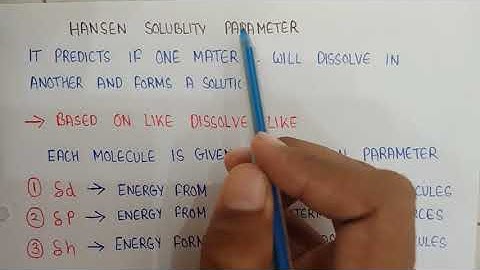 Hansen solubility parameter | parameters of solubility in physical pharmaceutics