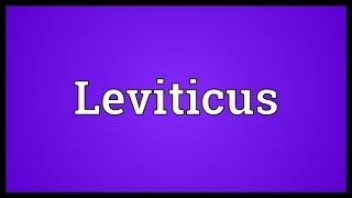 Leviticus Meaning - Youtube