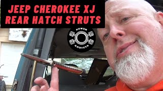 How to change Jeep Cherokee XJ hatch lifts. #poweraddictscrew #jeepcherokeexj #jeepcherokee