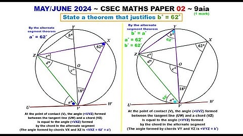 Alternate Segment Theorem ~ May/June 2024 ~ 9aia ~ Paper2-CSEC-MATHS-625 [See Pinned Comment]