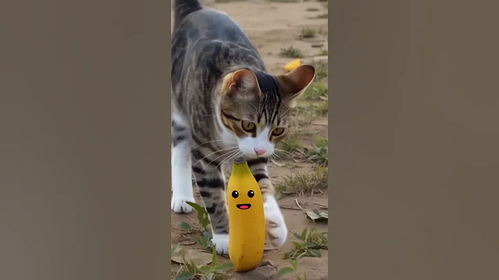 Watch the video about Funny Cat Tries to Eat a Talking Banana! #funnycats