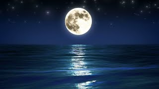 Sleep Music With Ocean and Jungle Sounds - Relaxing Blue Screen Scene - Ocean and Full Moon