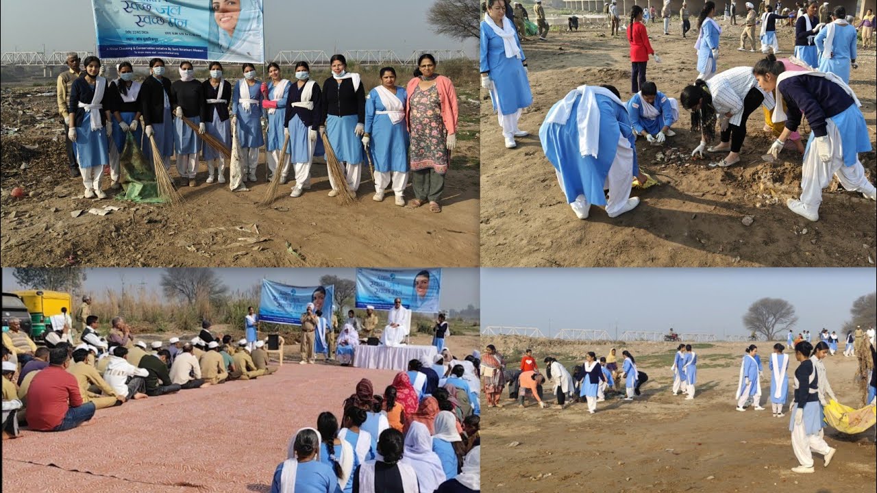 घग्गर नदी पर किया सफाई अभियान और सत्संग |