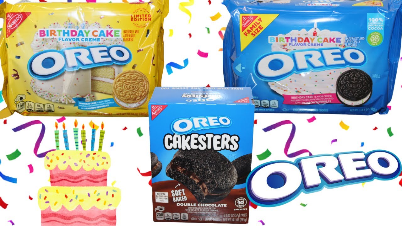 Birthday Cake Golden Oreo, Birthday Cake Chocolate Oreo and Oreo Double