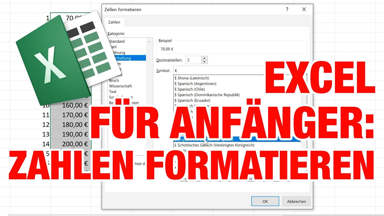 Update Excel Grundlagen Teil 3: Zahlen formatieren - TUTORIAL für Anfänger