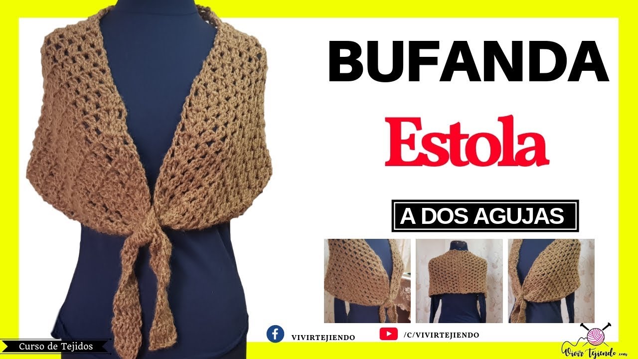 Bufanda estola a crochet | Tejidos de Estolas a Ganchillos - YouTube