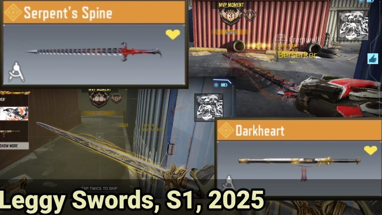 Serpent's Spine & Darkheart Legendary Sword Comparison For Multiplayer Cod Mobile Season 1