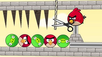 Angry Birds Pigs Out - CUT ROPE TO RESCUE BIRD AND KICK OUT ROUND PIGS!