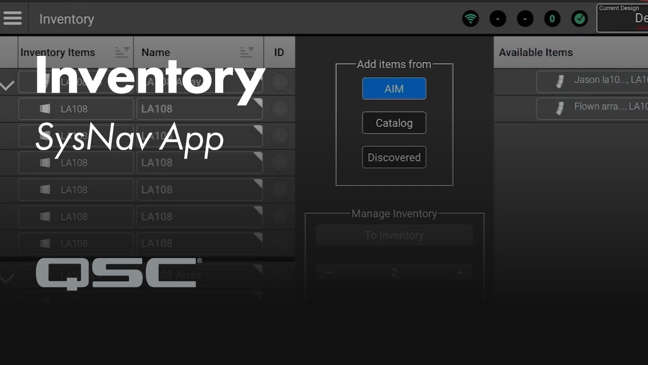 QSC SysNav App: Inventory - YouTube