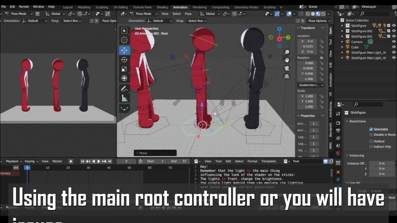 Stick figure animation template for blender blender3d stickman 