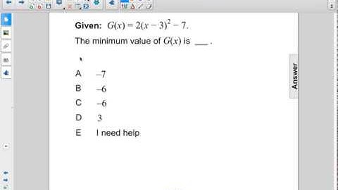 Algebra I Non Linear Functions Graph Quad Vertex Pt 2 Q49
